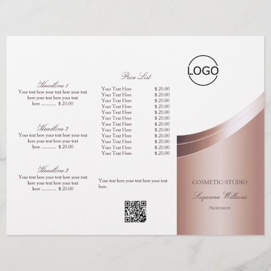 Luxe White Rose Gold Decor met Logo en QR-code Flyer (Voorkant)