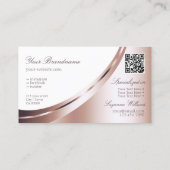 Luxe White Rose Gold Decor met Logo- en QR-code Visitekaartje (Achterkant)