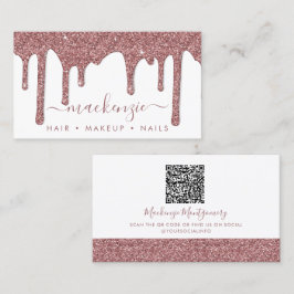 Luxe White Rose Gold Sparkle Glitter Drift QR Co Visitekaartje