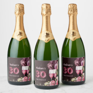 Luxe wijn & ballonnen 30e verjaardag sparkling wijnetiket