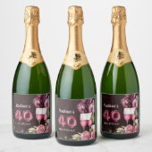 Luxe Wijn & Ballonnen 40e Verjaardag Sparkling Wijnetiket (Flessen)