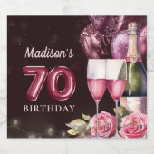 Luxe Wijn & Ballonnen 70e verjaardag Sparkling Wijnetiket (Enkel label)