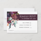Luxe wijn Elegant Bloemenbruiloft RSVP (Voorkant)