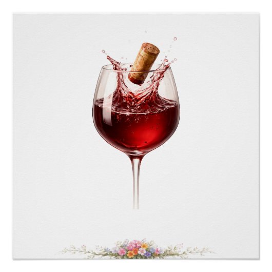 Luxe wijn glas spat wand kunst poster (Voorkant)