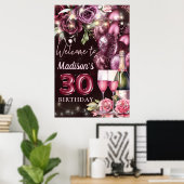 Luxe Wijn Magenta 30e Verjaardag Welkomstbord Poster (Thuiskantoor)