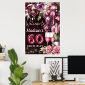 Luxe Wijn Magenta 60e Verjaardag Welkomstbord Poster (Thuiskantoor)