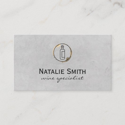 Luxe wijnfles en vlek visitekaartje (Voorkant)