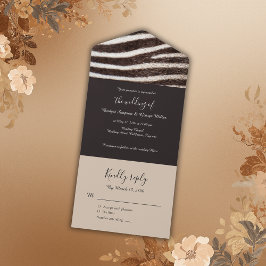 Luxe Wild zebra Skin Animal Wedding All In One Uitnodiging
