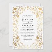 Luxe Wilde Bloem Elegante Moderne QR Code Trouwen Kaart (Voorkant)