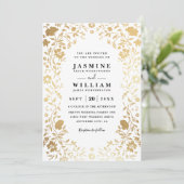 Luxe Wilde Bloem Elegante Moderne QR Code Trouwen Kaart (Staand voorkant)