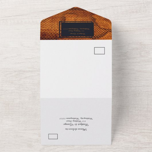 Luxe Wilde Snake huid Dier Bruiloft All In One Uitnodiging (Buitenkant)