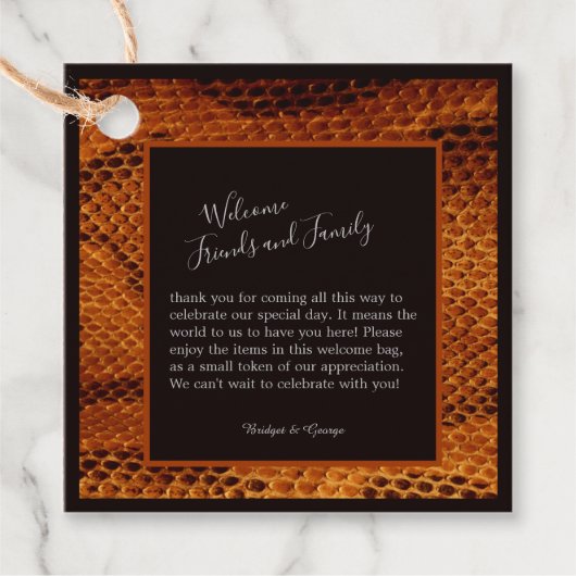Luxe Wilde Snake huid Dier Bruiloft Bedankjes Labels (Voorkant)