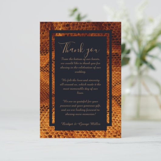 Luxe Wilde Snake huid Dier Bruiloft Bedankkaart (Staand voorkant)