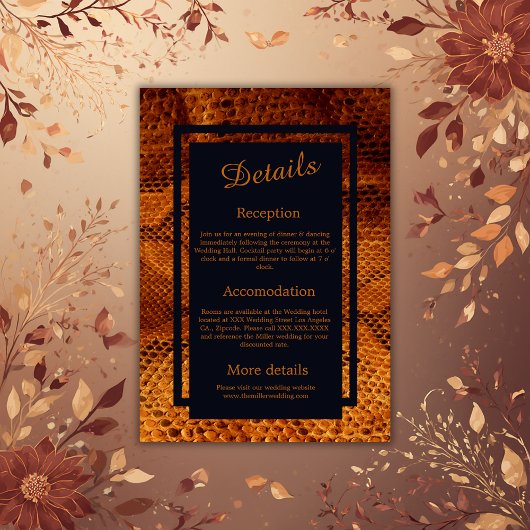 Luxe Wilde Snake huid Dier Bruiloft Informatiekaartje