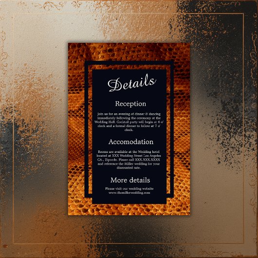 Luxe Wilde Snake huid Dier Bruiloft Informatiekaartje