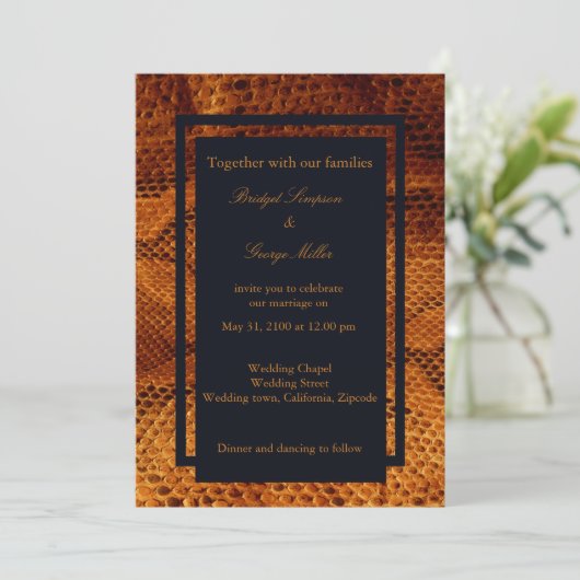 Luxe Wilde Snake huid Dier Bruiloft Kaart (Staand voorkant)