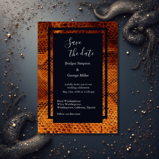 Luxe Wilde Snake huid Dier Bruiloft Kaart