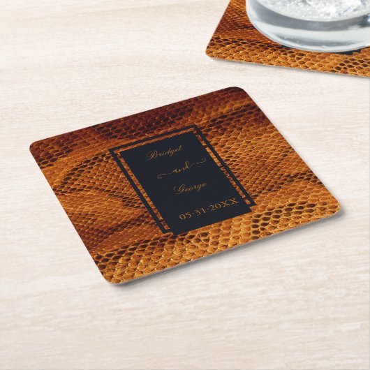 Luxe Wilde Snake huid Dier Bruiloft Kartonnen Onderzetters (Schuin)