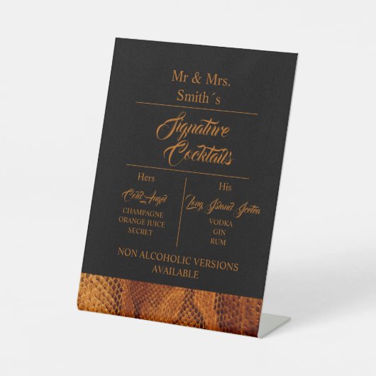 Luxe Wilde Snake huid Dier Bruiloft Reclamebord Met Voetstuk (Voorkant)