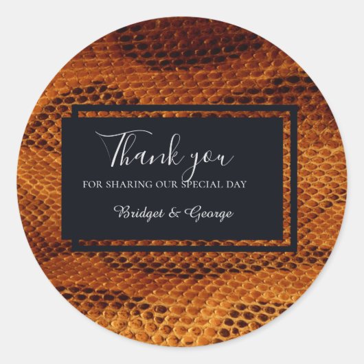 Luxe Wilde Snake huid Dier Bruiloft Ronde Sticker (Voorkant)