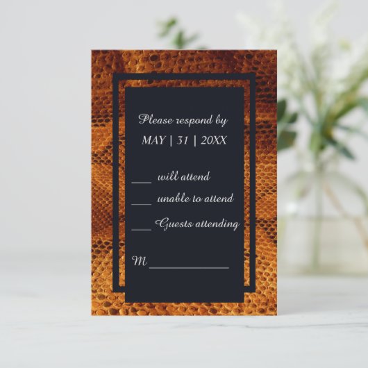 Luxe Wilde Snake huid Dier Bruiloft RSVP Kaartje (Staand voorkant)