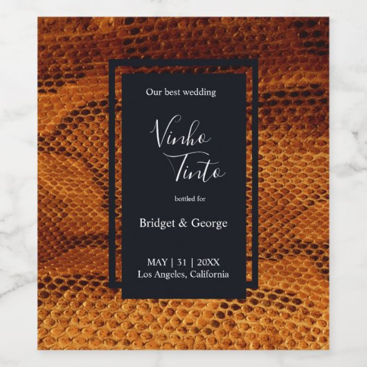 Luxe Wilde Snake huid Dier Bruiloft Wijn Etiket (Enkel label)