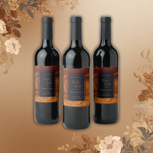 Luxe Wilde Snake huid Dier Bruiloft Wijn Etiket