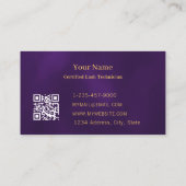 Luxe Wimper Tech Paarse Gouden Vlinder QR Code Visitekaartje (Achterkant)