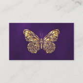Luxe Wimper Tech Paarse Gouden Vlinder QR Code Visitekaartje (Voorkant)