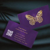 Luxe Wimper Tech Paarse Gouden Vlinder QR Code Visitekaartje