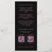 Luxe Wimper Tech Roze Zwarte Wimper Bar Prijslijst Menu (Achterkant)