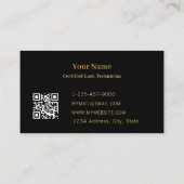 Luxe Wimper Tech Zwart Goud Vlinder QR Code Visitekaartje (Achterkant)