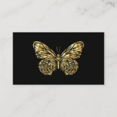 Luxe Wimper Tech Zwart Goud Vlinder QR Code Visitekaartje (Voorkant)