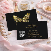 Luxe Wimper Tech Zwart Goud Vlinder QR Code