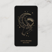 Luxe Wimperartiest Zwarte Goud Celestiale QR-code Visitekaartje (Voorkant)