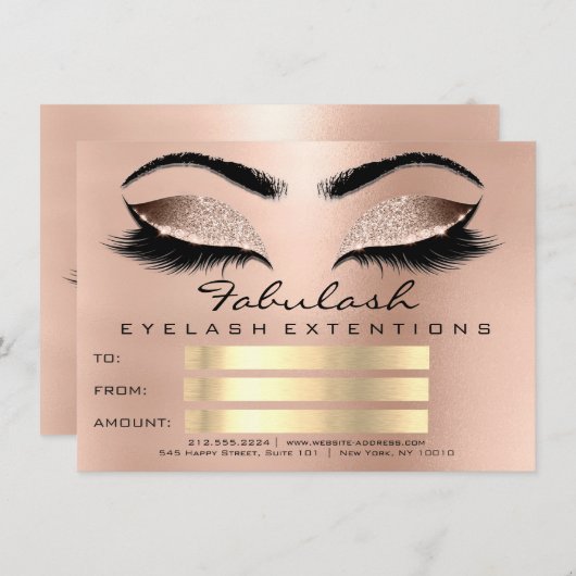 Luxe Wimpers Roze Bruinen Make-up Certificaat Cade (Voorkant / Achterkant)