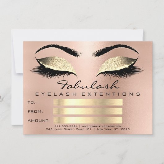 Luxe Wimpers Roze Goud Make-up Certificaat Cadeau (Voorkant)