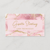 Luxe Wimpertechnicus Blush Roze Goud Agaat QR Code Visitekaartje (Voorkant)