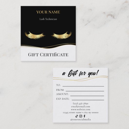 Luxe Wimpertechnicus Cadeau Certificaatkaart Klantenkaartje (Voorkant / Achterkant)