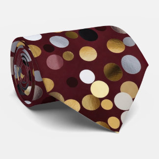  Luxe Wine Red with Gold & Silver Dot  Stropdas