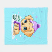 Luxe Winter Puppy Dog Blue Fleece Blanket MEDIUM Deken (Voorkant (Horizontaal))