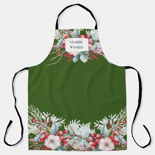 Luxe winterbessen Vakantie Monogram Schort (Voorkant)