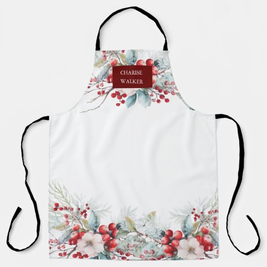 Luxe winterbessen Vakantie Monogram Schort (Voorkant)