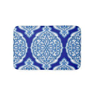 Luxe wit-blauw, Turks ornament. Badmat