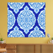 Luxe wit-blauw, Turks ornament. Canvas Afdruk (Insitu (Woonkamer))