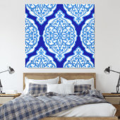 Luxe wit-blauw, Turks ornament. Canvas Afdruk (Insitu (Slaapkamer))