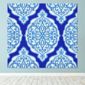 Luxe wit-blauw, Turks ornament. Canvas Afdruk (Insitu (Houten vloer))