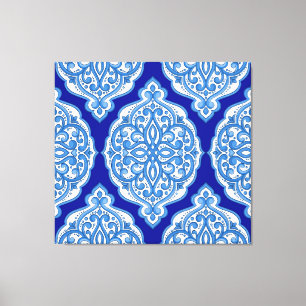 Luxe wit-blauw, Turks ornament. Canvas Afdruk
