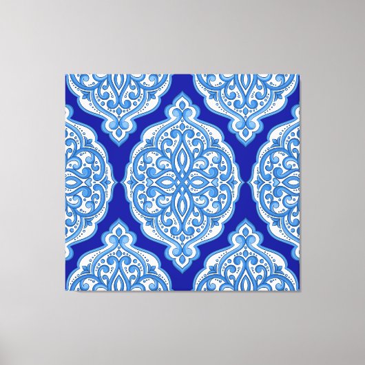 Luxe wit-blauw, Turks ornament. Canvas Afdruk (Voorkant)