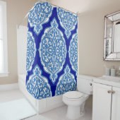 Luxe wit-blauw, Turks ornament. Douchegordijn (In situ)